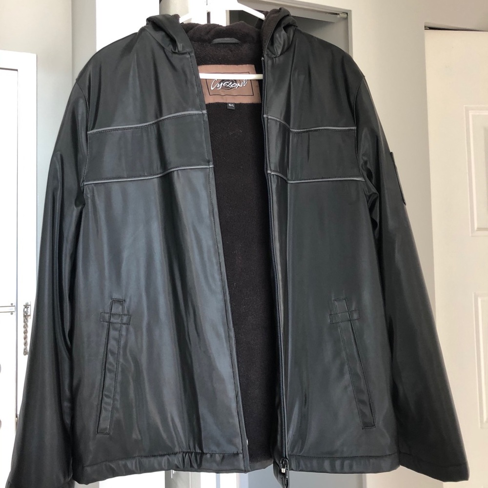 Black winter jacket with hood